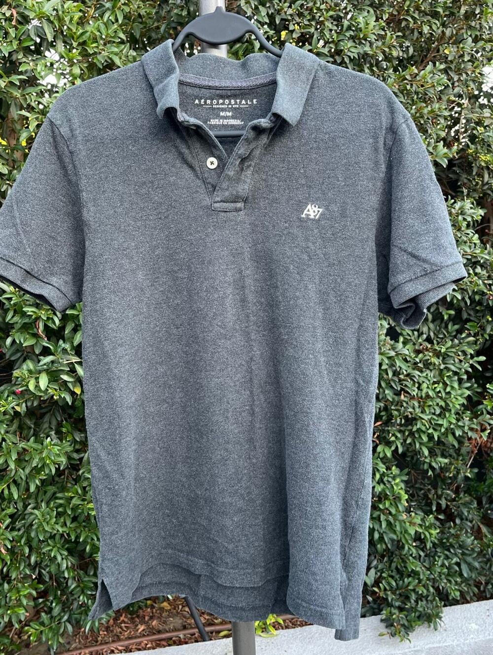 Preppy Y2K Aeropostale Gray Men’s Medium Polo Shirt